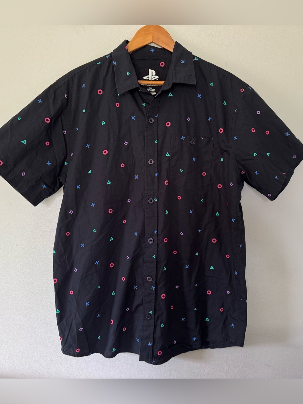 PlayStation Game Controller Button Short Sleeve Button Down Shirt